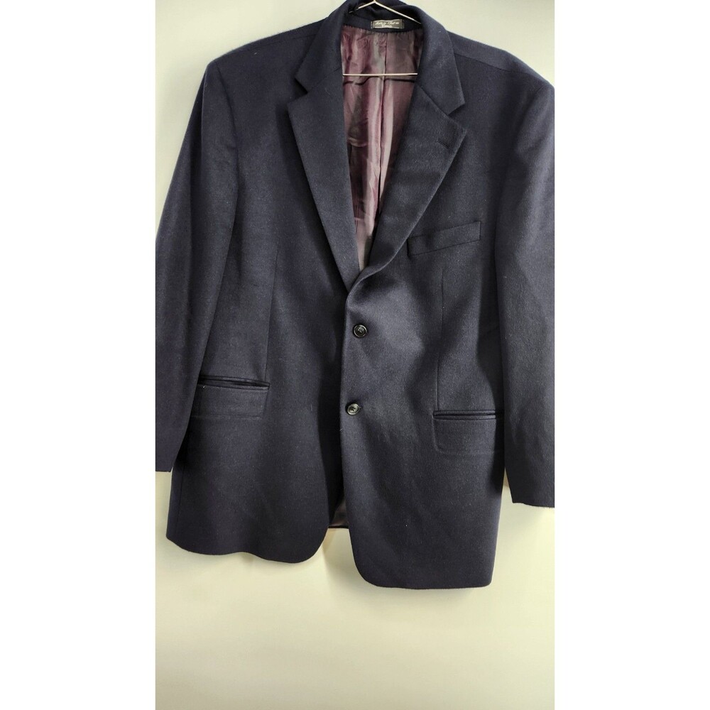 Silverstone Mens 44R Dark Blue 2 Button 100% Cashmere Sports‎ Coat Blazer
